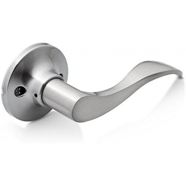 Berlin Modisch Dummy Lever Door Handle [Pack of Two] for Closets with a Satin Nickel Finish, Single Side, Non-Turning with a Door Bumper Wall Protectors